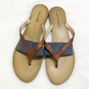 Lucky Brand Baxx Denim Thong Sandal Flip Flop Women Size 10